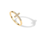 14K Gold Plated Cubic Zirconia Cross Ring for Women - Eternity Promise Ring for Her - Infinity Religious Wedding Band