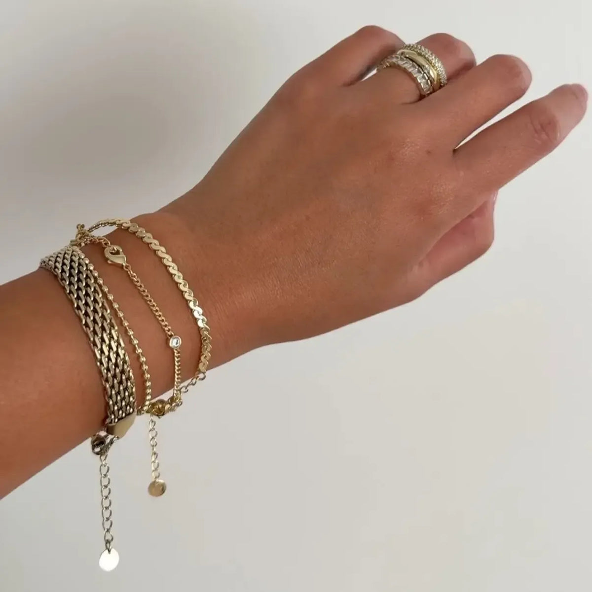Waterproof Chunky Chain Bracelet for Women - 14K Gold Plated Trendy Adjustable Chain Bracelet - Lightweight Stainless Steel Jewelry