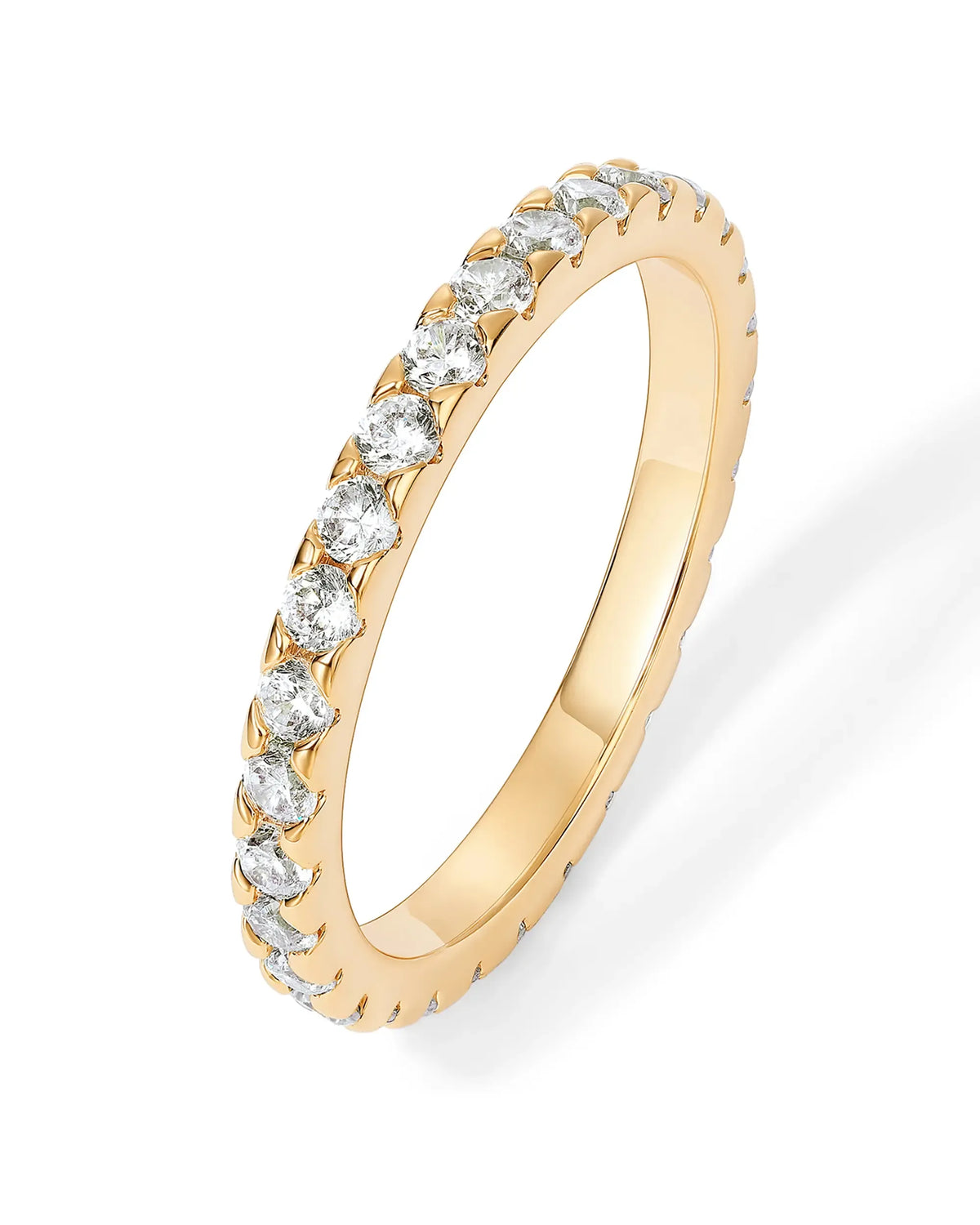 14K Gold Plated Solid 925 Sterling Silver CZ Simulated Diamond Stackable Ring Eternity Bands for Women